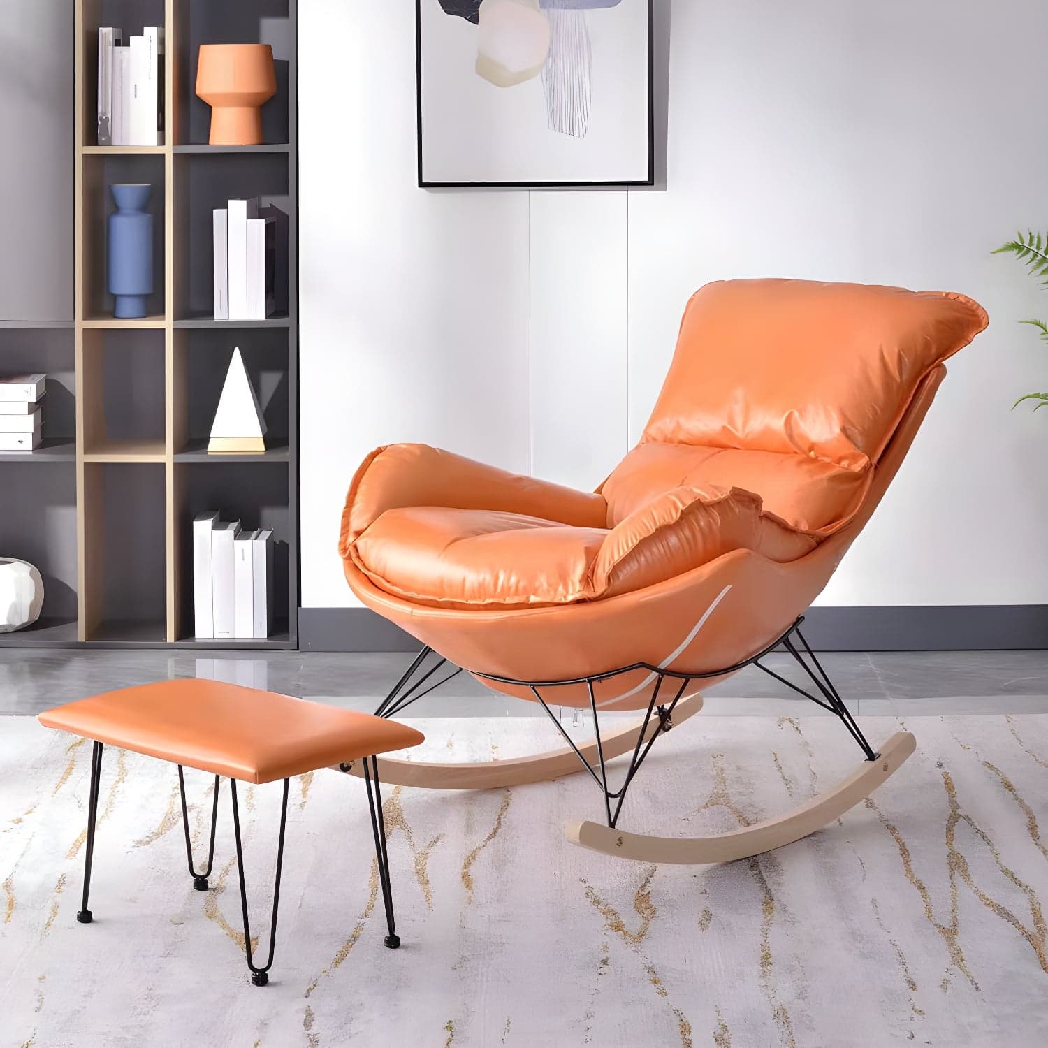 Modern Rocking Chair Upholstered Button-Tufted Glider for Living Room - image 6