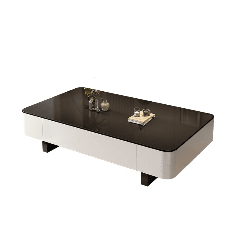 Rectangular Side Table with Twin Support Base, Rawhide Upholstery, and 2 Drawers - image 8