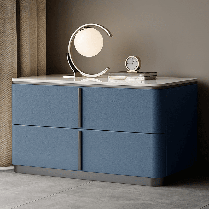 Modish Drawer Storage Bedside Table with 2 Drawers and Sintered Stone Countertop - image 5