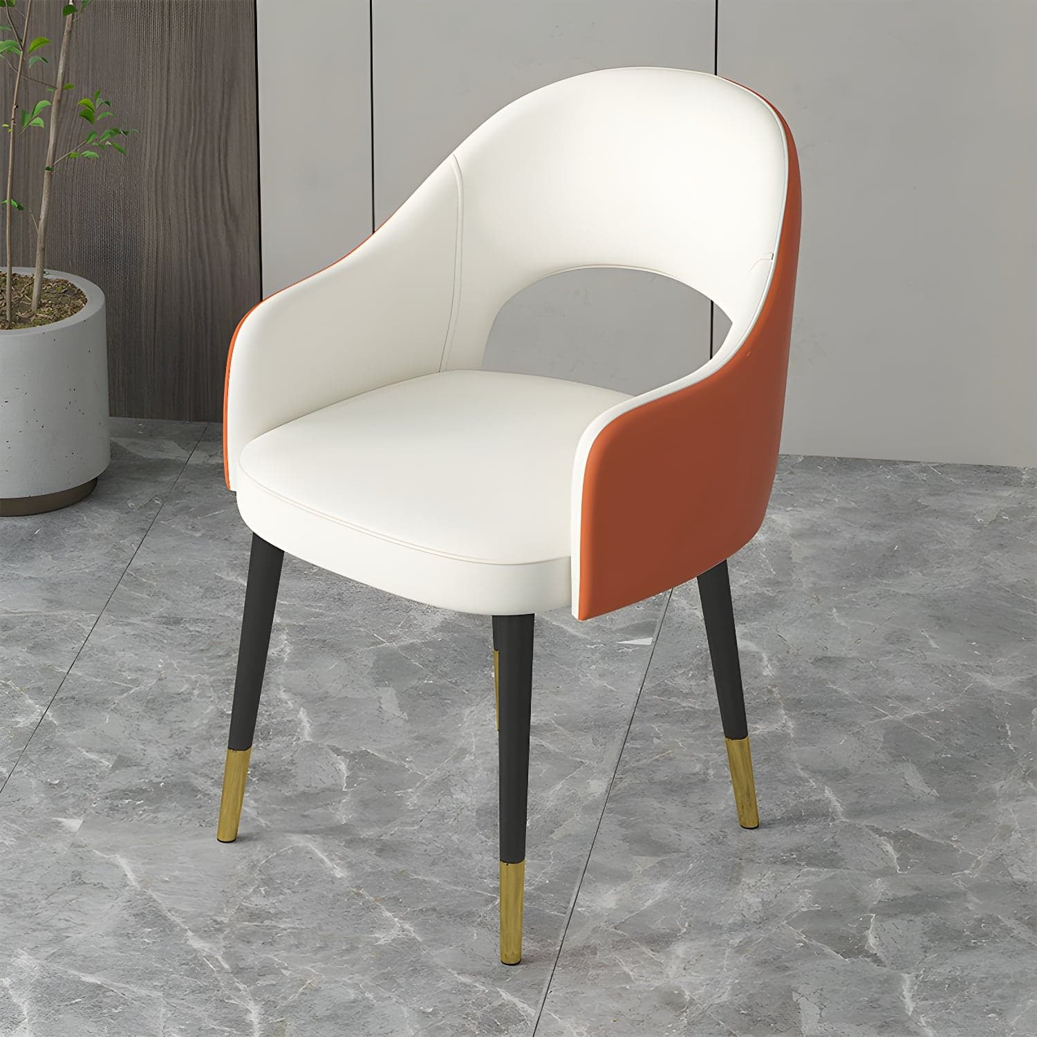 Contemporary Leather Dining Room Chairs Open Back Dining Side Chair for Home Use - image 8