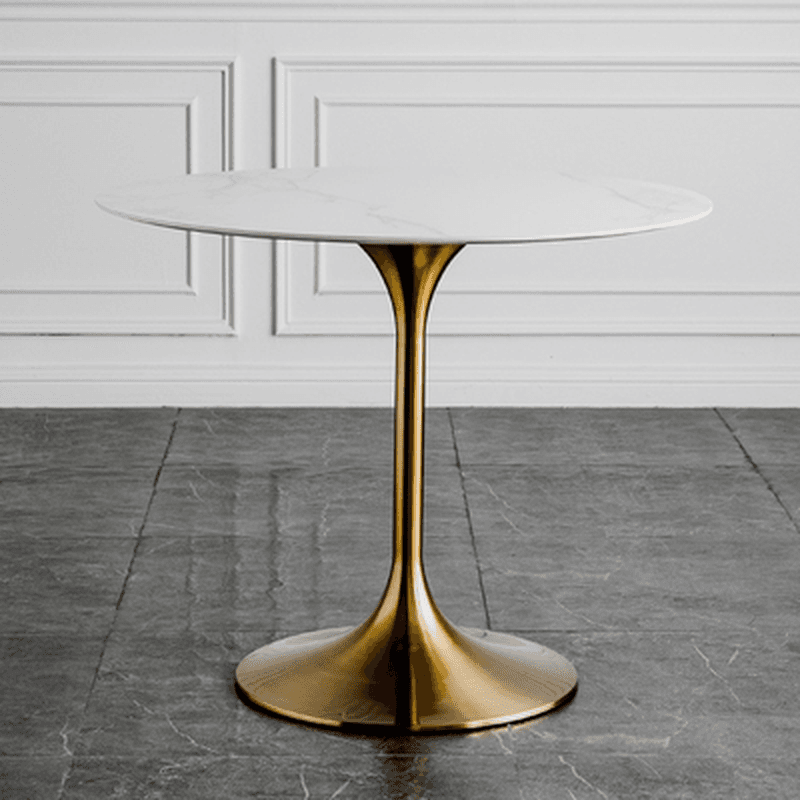 Chalk Circular Stone Art Deco/Glamorous Dining Table for 2, Scratch-immune & Fixed Table - image 3