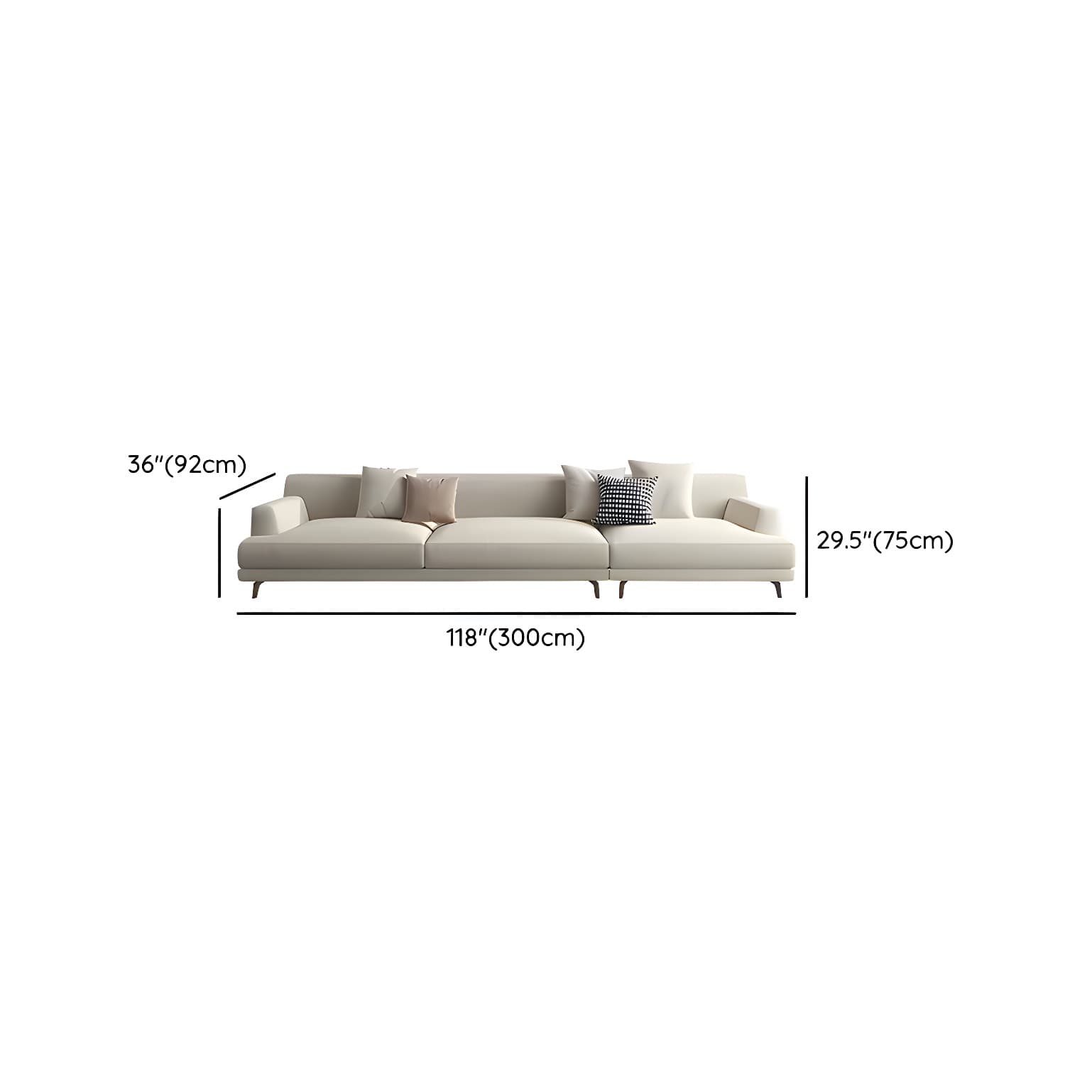 Modern Beige Cotton and Linen Sectional Sofa with Pine Wood Frame - image 14