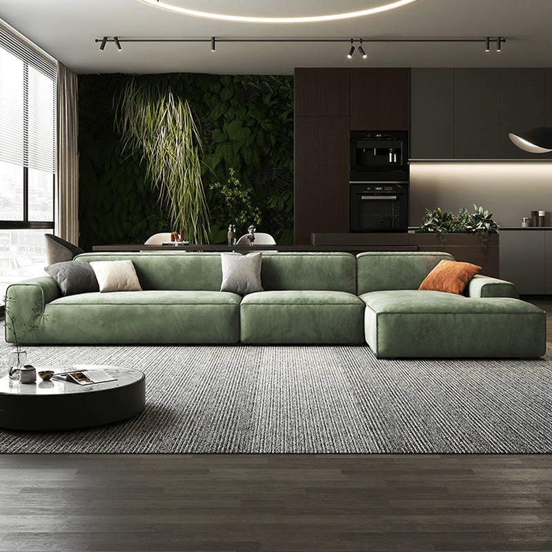 Living Room Use L-Shape/Straight Pine Green Right Hand Facing/Horizontal Sofa Chaise/Sofa with Concealed Support - image 9