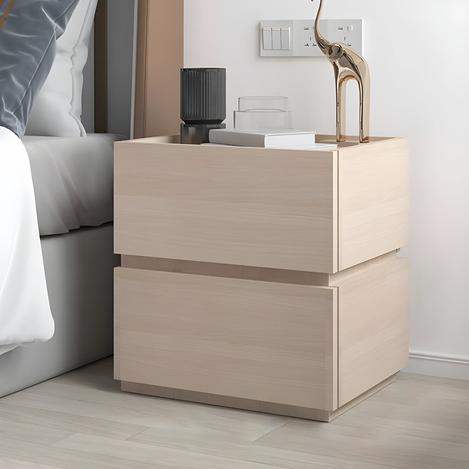 19.1" Tall 2 - Drawer Nightstand Wooden Accent Table Nightstand for Bedroom - image 12
