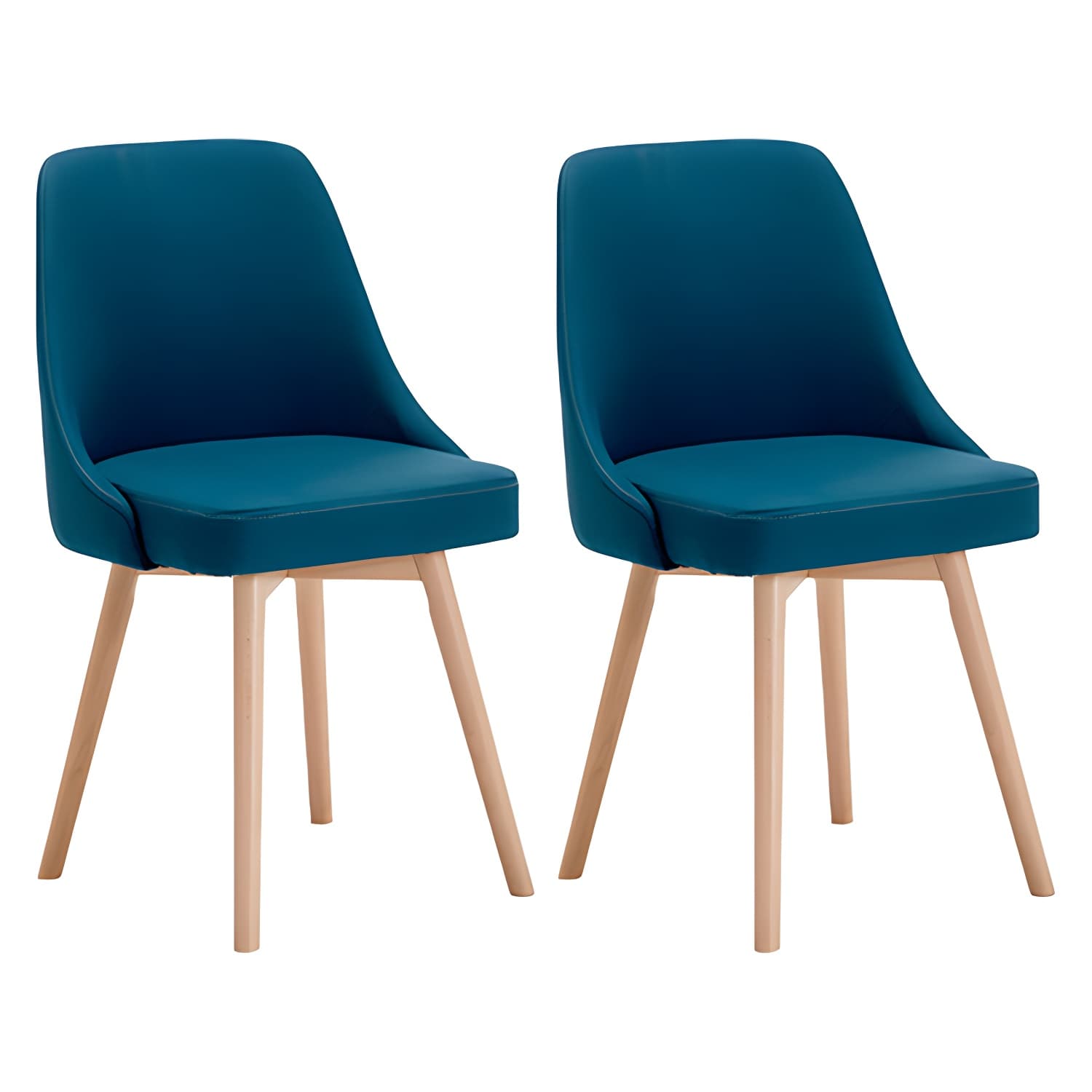 Upholstered Armless Dining Chairs Scandinavian Side Dining Chairs with Wood Legs