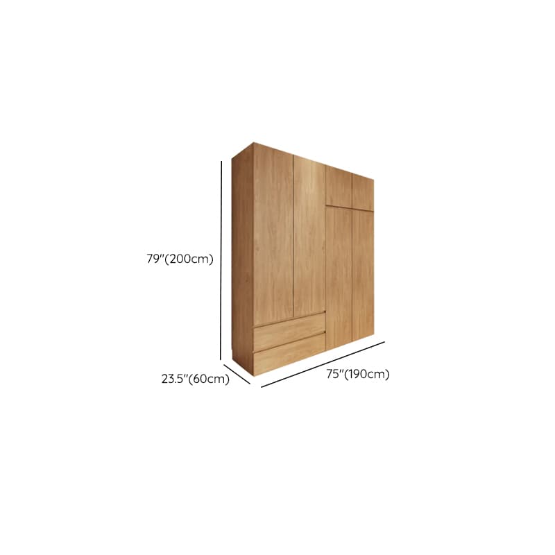 Wood Grain Minimalist Manufactured Wood Wardrobe Closet with 2 Drawers, Soft Close Door, Interior Shelves, and Clothing Rod - image 23