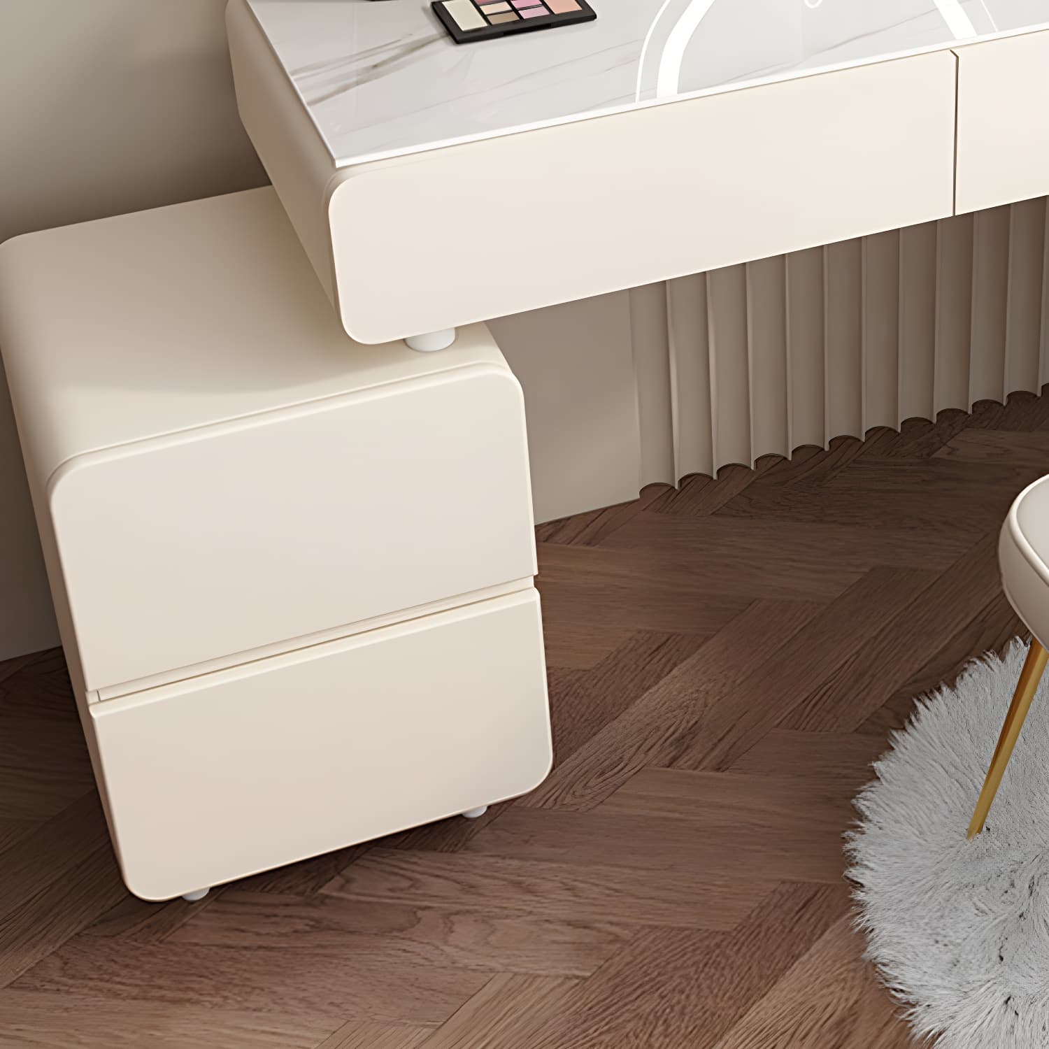 Modern Slate and Wooden Vanity Dressing Table Set with 4 Drawers - image 11