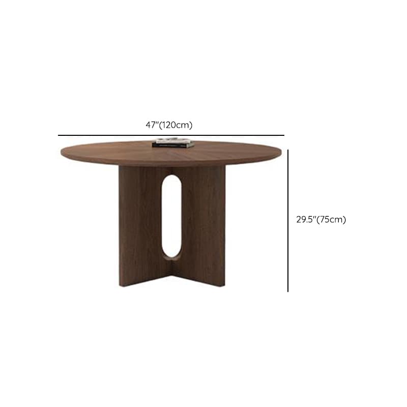 Dining Table Set with Rounded Shape, Stump Base, Fixed Table, Padded Chair with Back, 5-piece in Auburn - image 8
