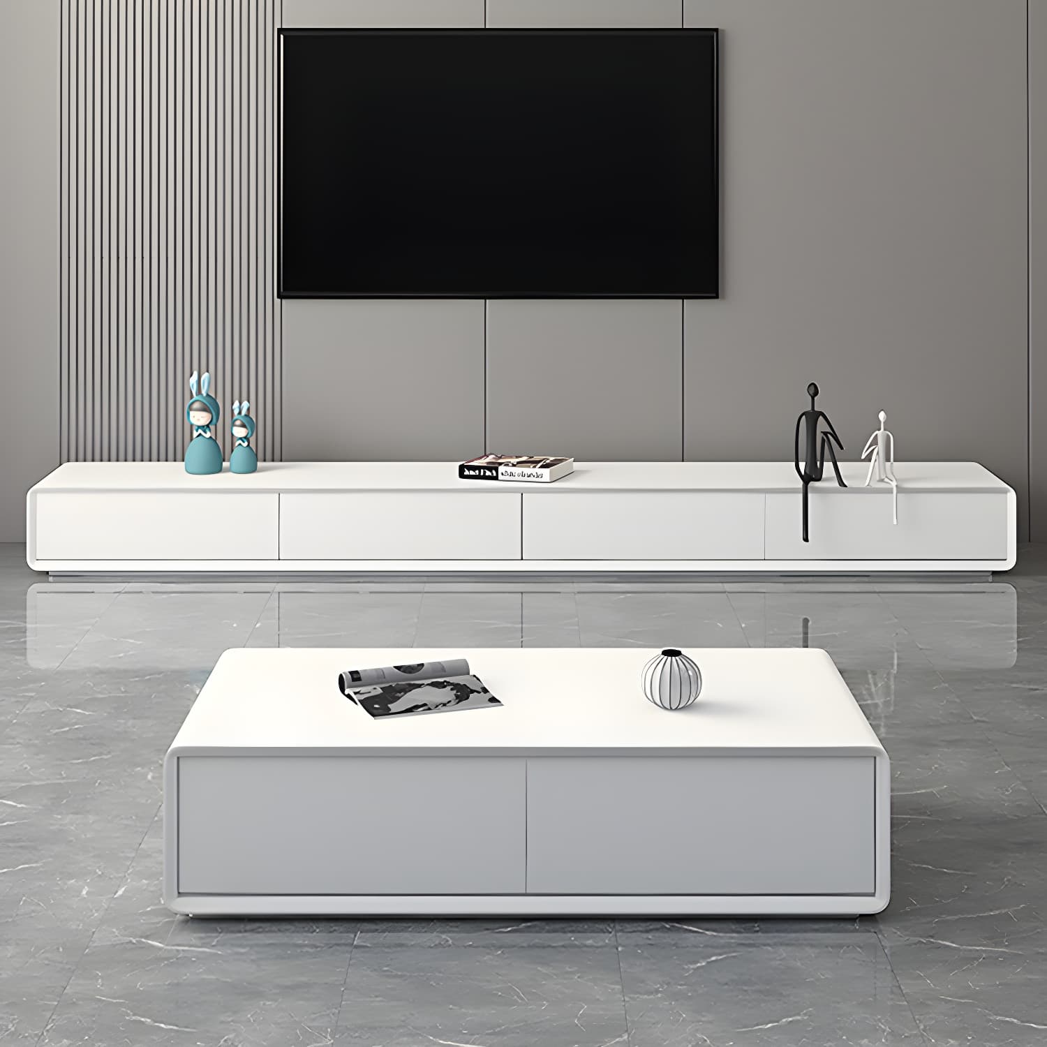 16 - Inch D White TV Console with Glide Drawer Included , Contemporary TV Stand - image 7