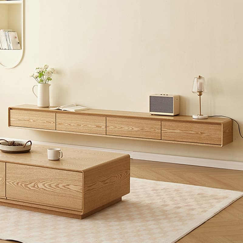 Contemporary Floating Wood TV Stand with 2-Drawer/4 Drawers and 2 Cabinets/1-Cabinet - image 13