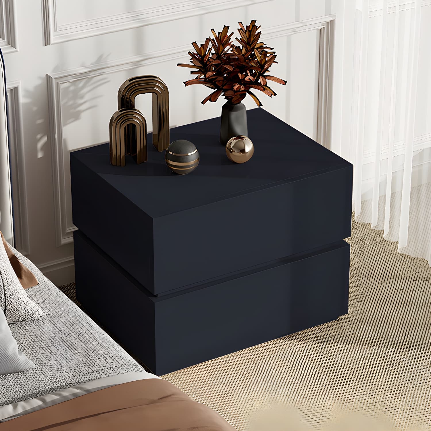 Contemporary Drawer Storage Wooden Accent Table Nightstand 15.7" Wide - image 9
