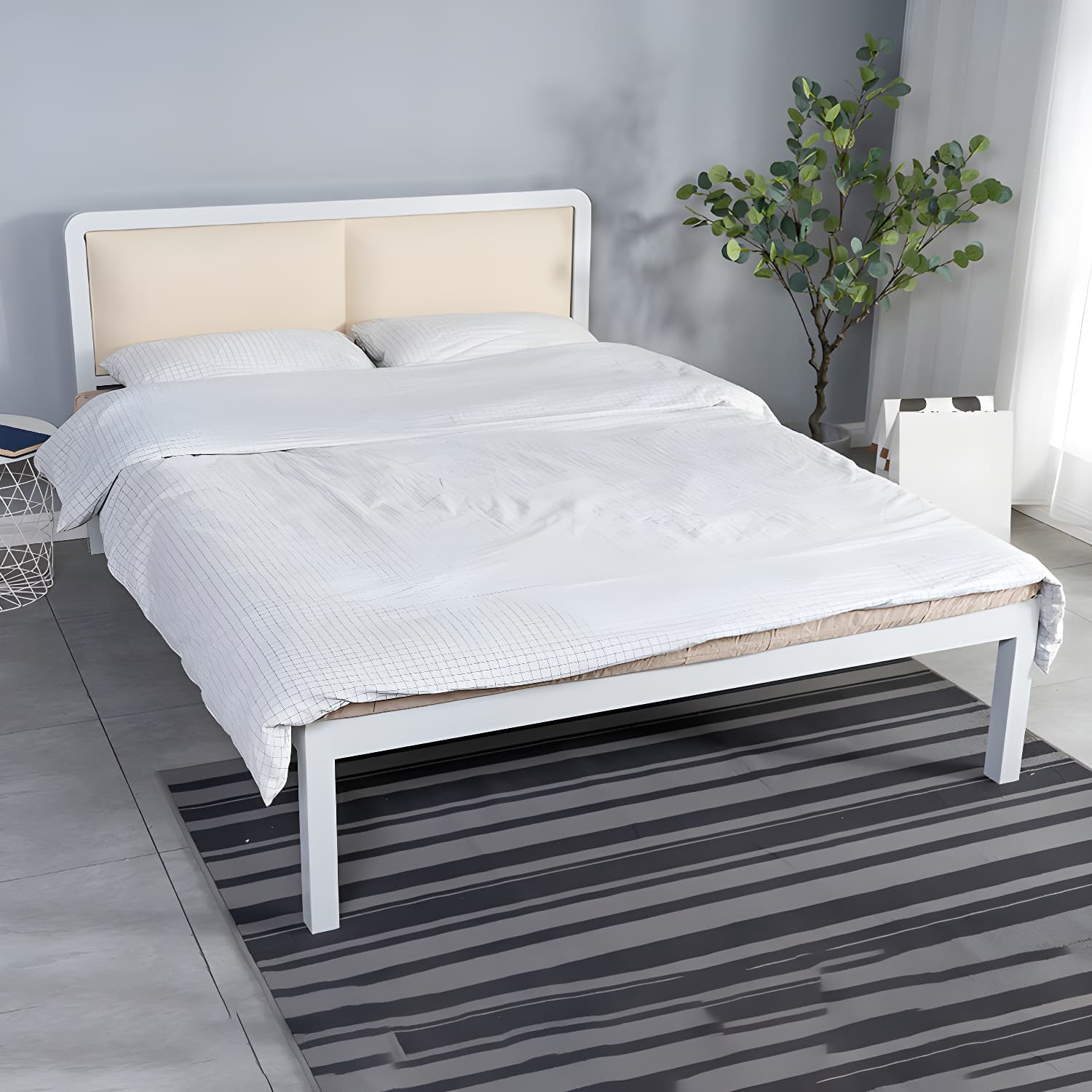 Slat Bed 36.61"H Adjustable Height with Open-Frame Upholstered Headboard - image 4