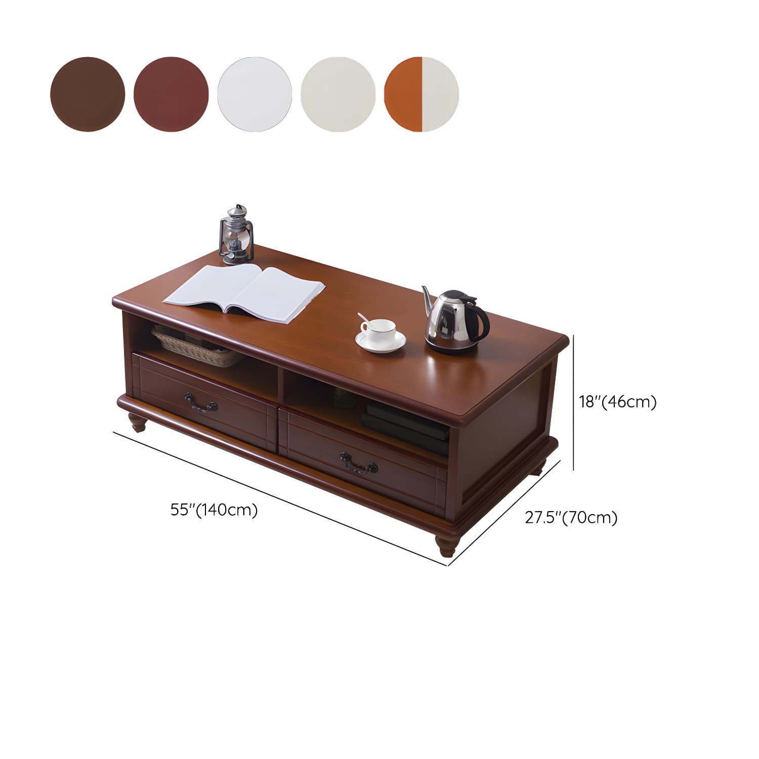 Modern Rectangular Wood Coffee Table with Drawers and Shelves for Stylish Storage - image 19
