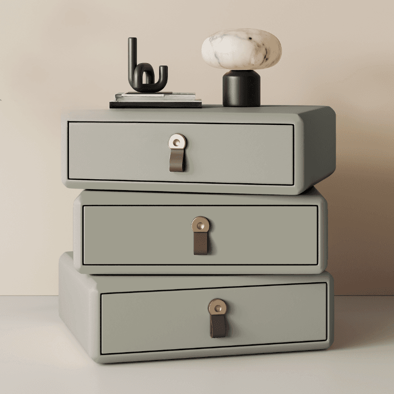 Organic Modern Nightstand With Drawer Organization Featuring 3 Drawers and Pleather Countertop - image 8