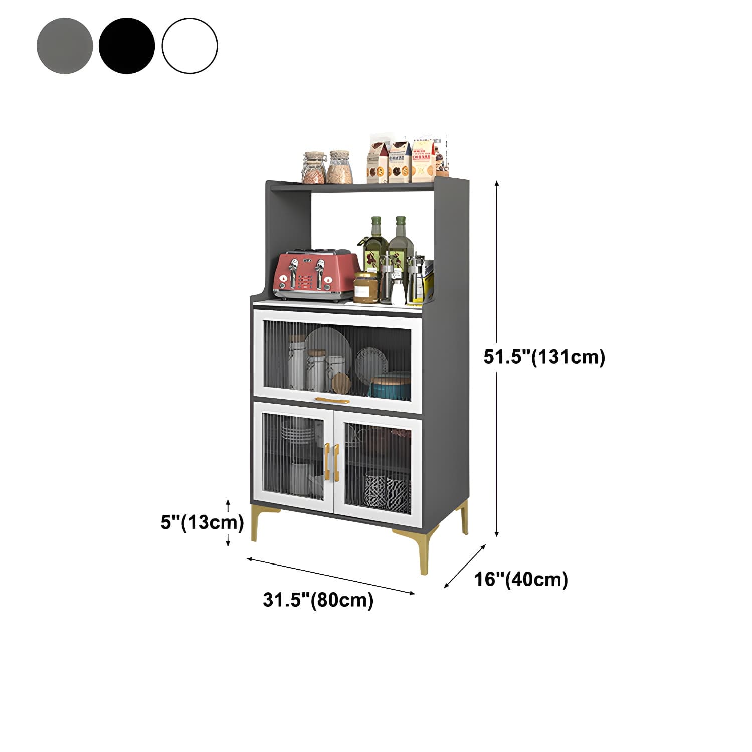 Sintered Stone Countertop Dining Server Manufactured Wood Kitchen Server with Glass Doors - image 18