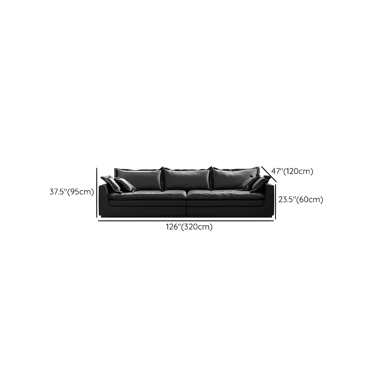 Modern Black Stationary Sectional Sofa with Wood Frame and Tech Cloth Upholstery - image 16