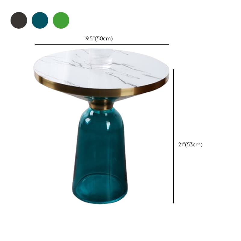Simplistic Single Side Table with Hardened Glass and Plinth Base, Rounded Top - image 19