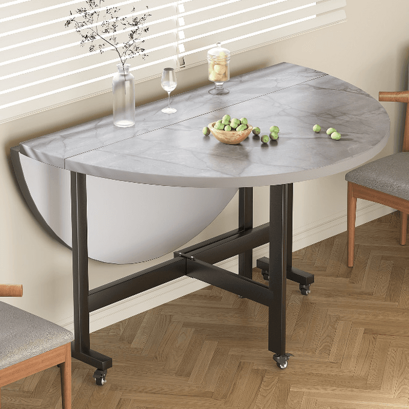 Contemporary Circular-shaped Timber Dining Table in Gray, Extendable