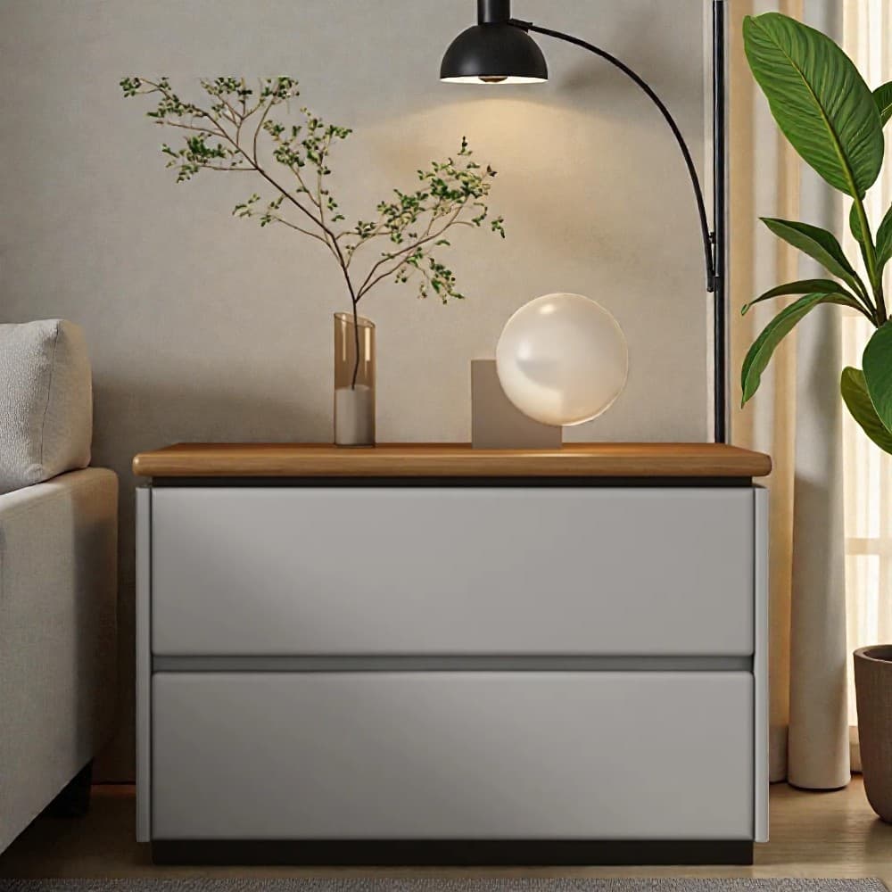 Modish 2 Tiers Drawer Storage Bedside Table with Laminate Countertop - image 20