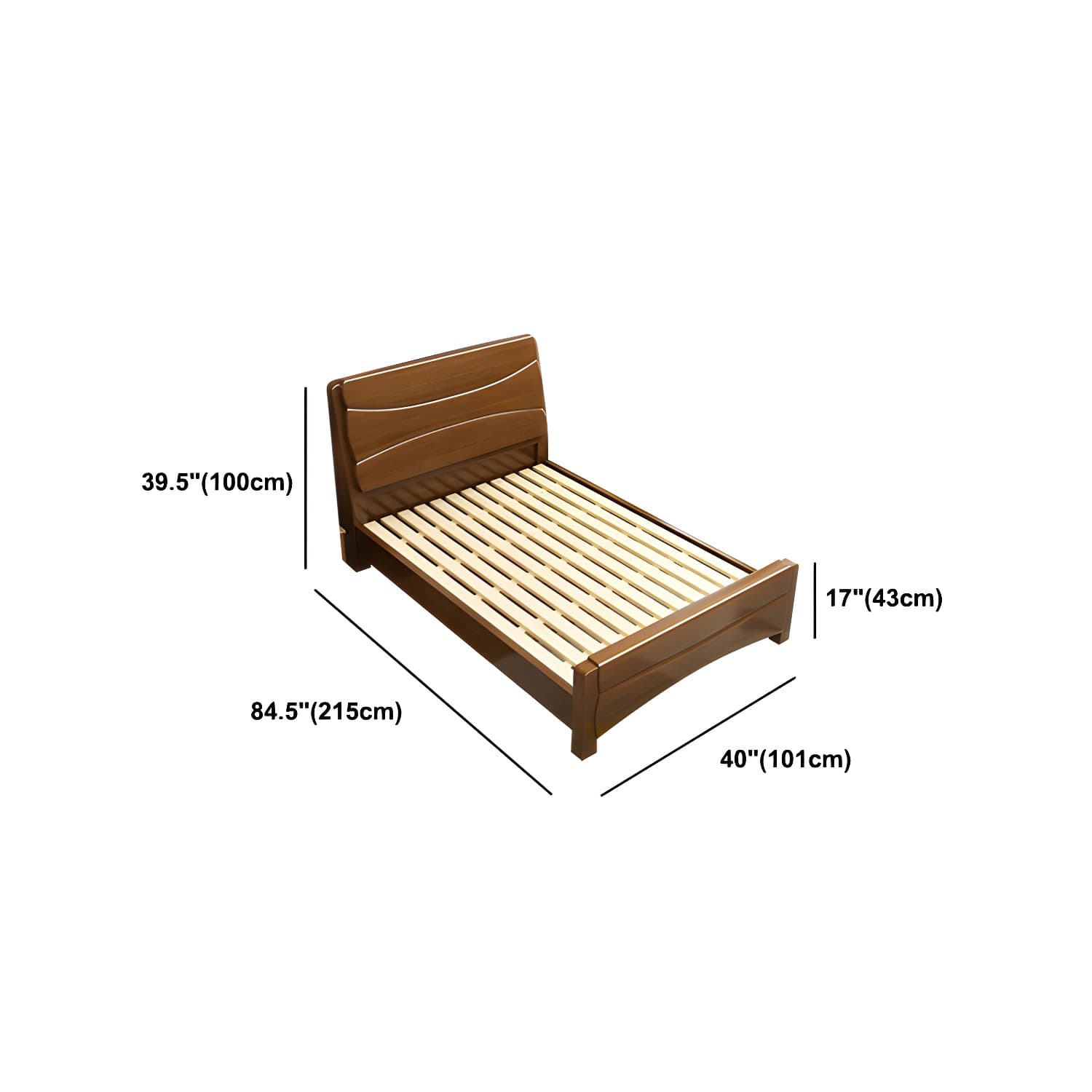 84.65 inch Wide Traditional Bed Frame Rubberwood Standard Bed with Headboard - image 15
