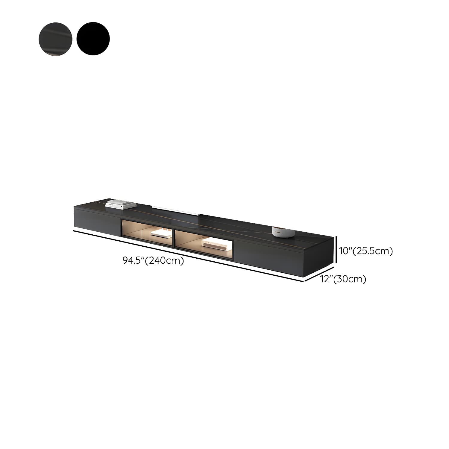 Black Modern TV Stand with Low Height and Drawers for Organized Cable Management & No Open Storage - image 20