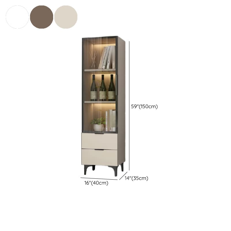 Rectangle Utility Cabinet with Locker, Glass Door, Pull Bars, White/Espresso/Off White Top, Soft Close Drawer, and Light - image 15