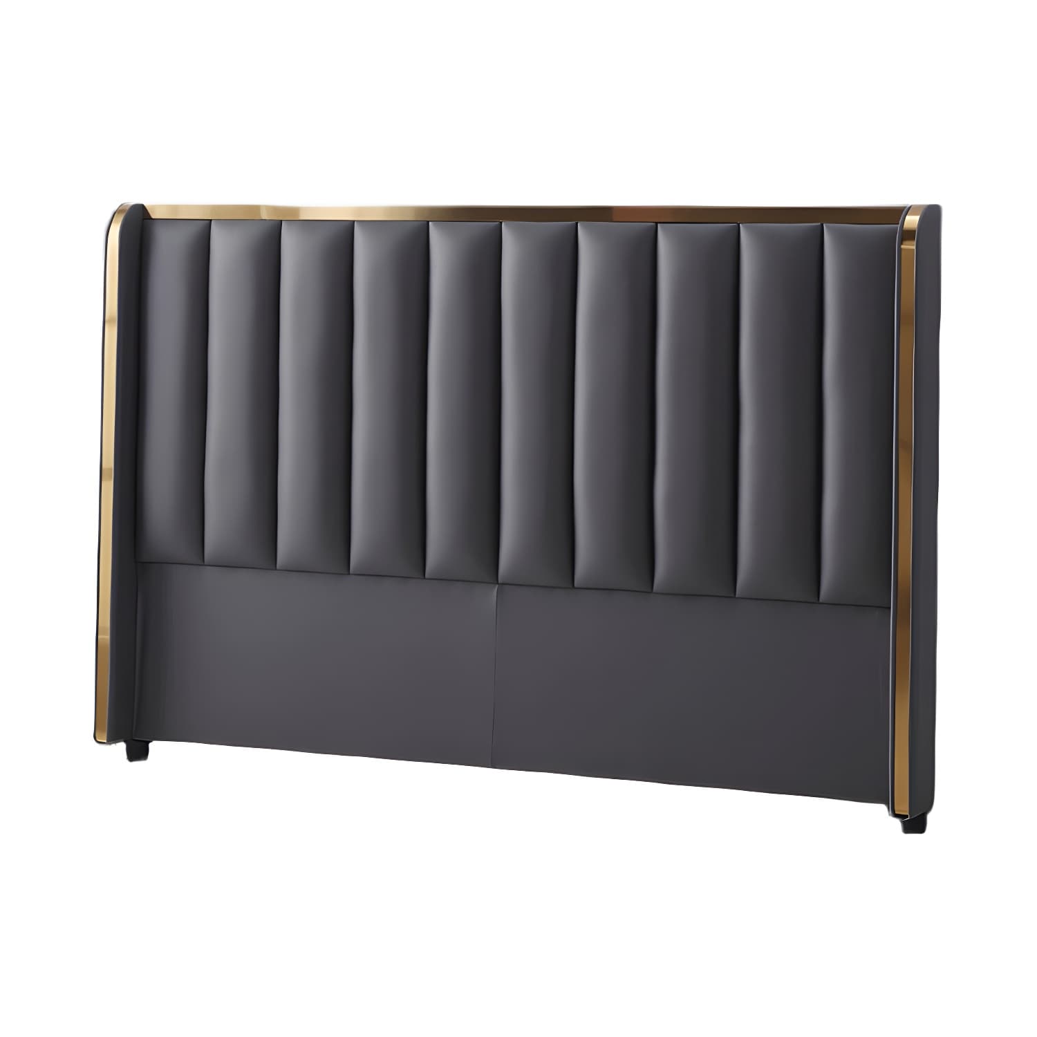 Modern Upholstered Leather Wingback Headboard with Wood Legs and Rectangular Shape - image 9