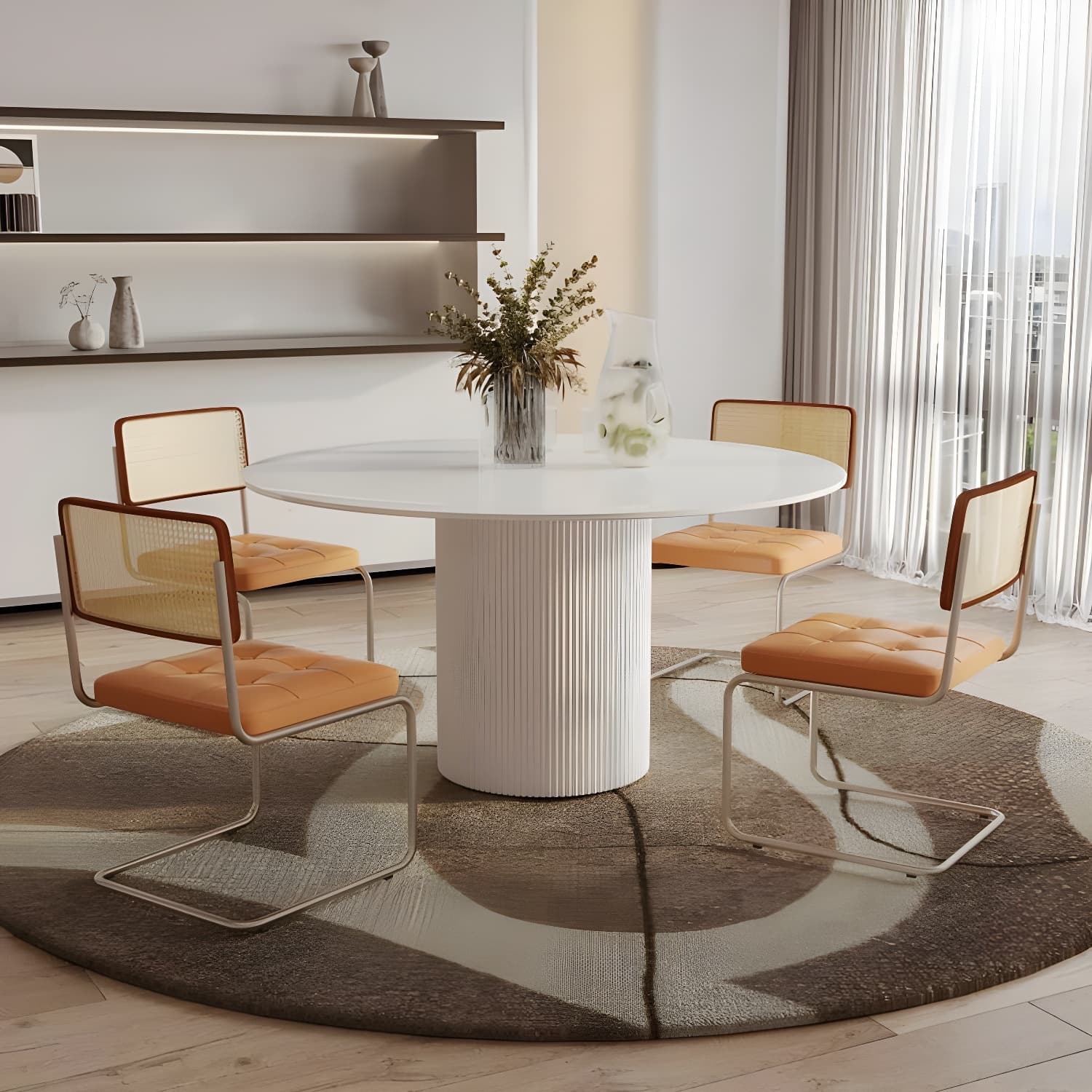 Modern 1/4/5/7 Pieces Dining Set Round Stone Dining Table for Kitchen - image 4