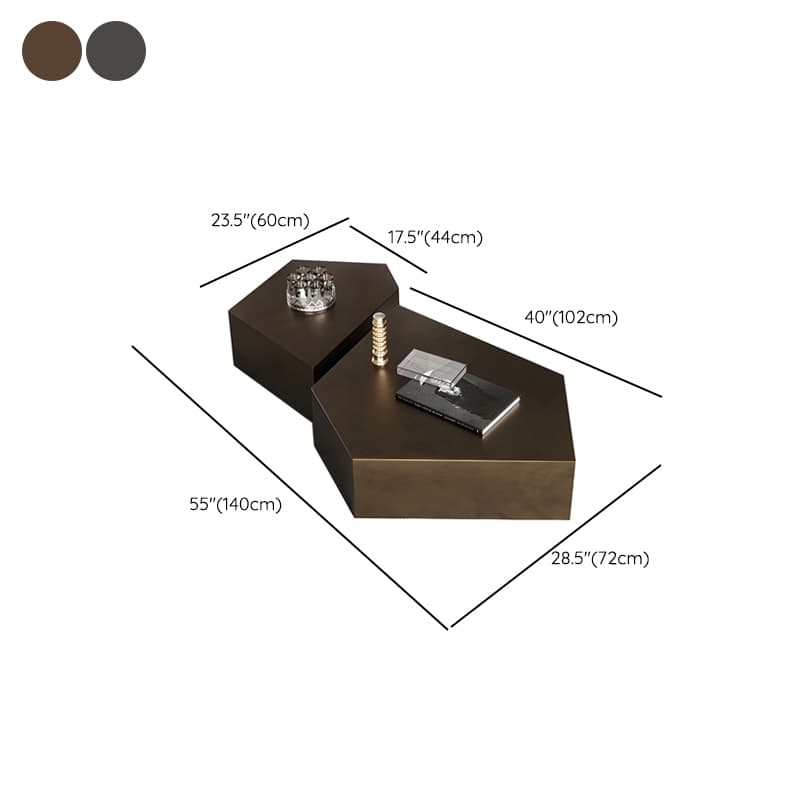 Abstract Shape Base Design Stainless Steel Hussey/bronze Free Shape Coffee Table - image 14