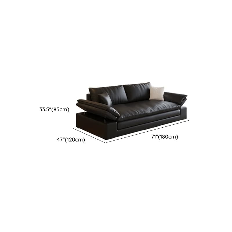 Modish Solid Color Scratch-durable Standard Sofa in Midnight Black, Seats 4/3/2-seater with 2 Pillows - image 19