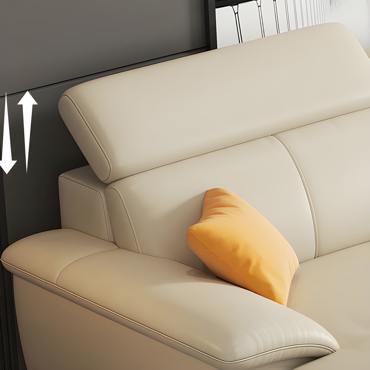 Modern Genuine Leather Sectional Sofa with Pillow Top Arms and Black Legs - image 4