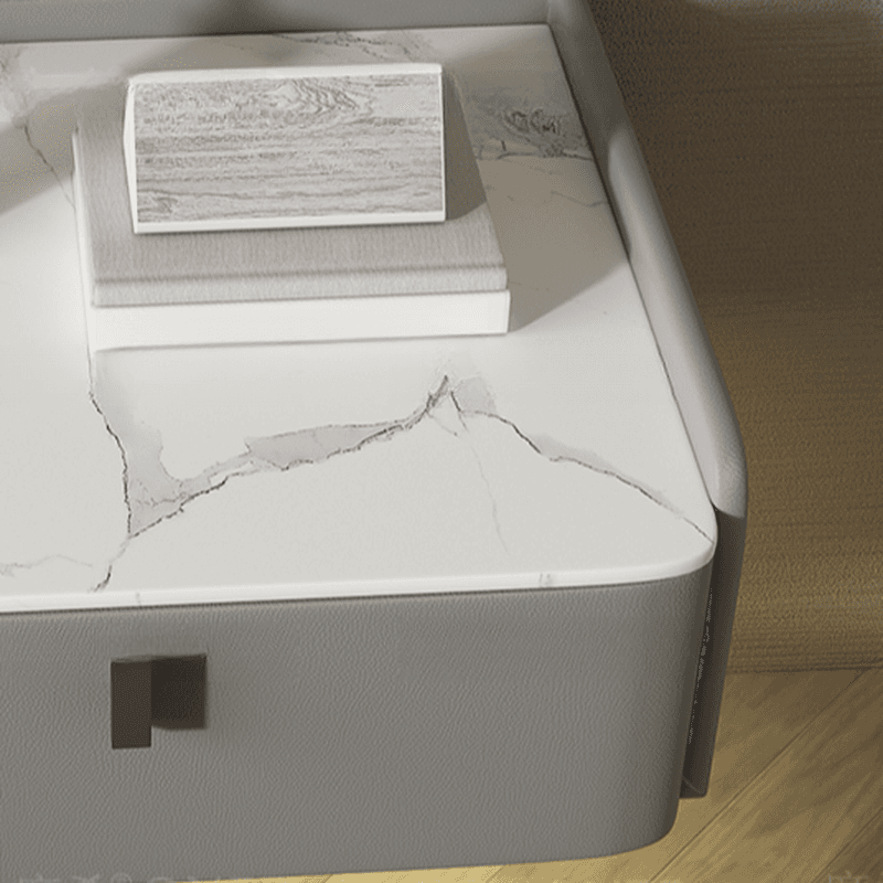 Organic Modern Bedside Cabinet Nightstand with 1 Drawer, Stone Countertop, and Hanging Shelf - image 17