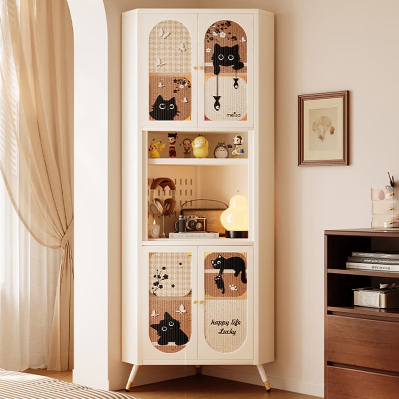 Modern Simple Style Nook Accent Cabinet with Closet, Metal Countertop, Glazed Door, Cabinet Knobs in Chalk - image 5