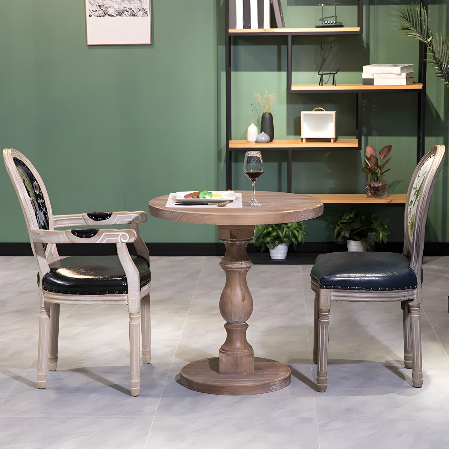 Brown Round Dining Table Modern Pine Solid Wood Pedestal Table