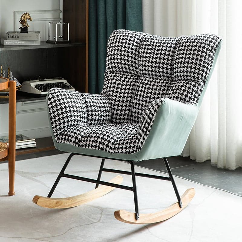 Modern Upholstered Rocking Chair with Tufted Seat - Natural Wood Legs for Stylish Home Decor - image 6