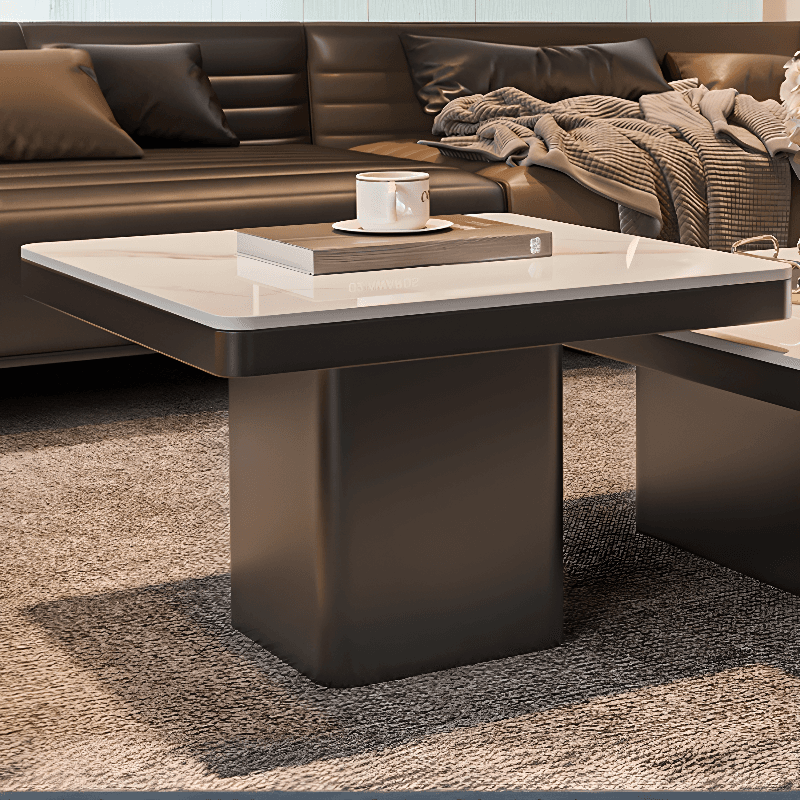 Contemporary Design Transparent Glass Single Board Game Coffee Table with Plinth Base in Midnight Black, Square Top - image 8