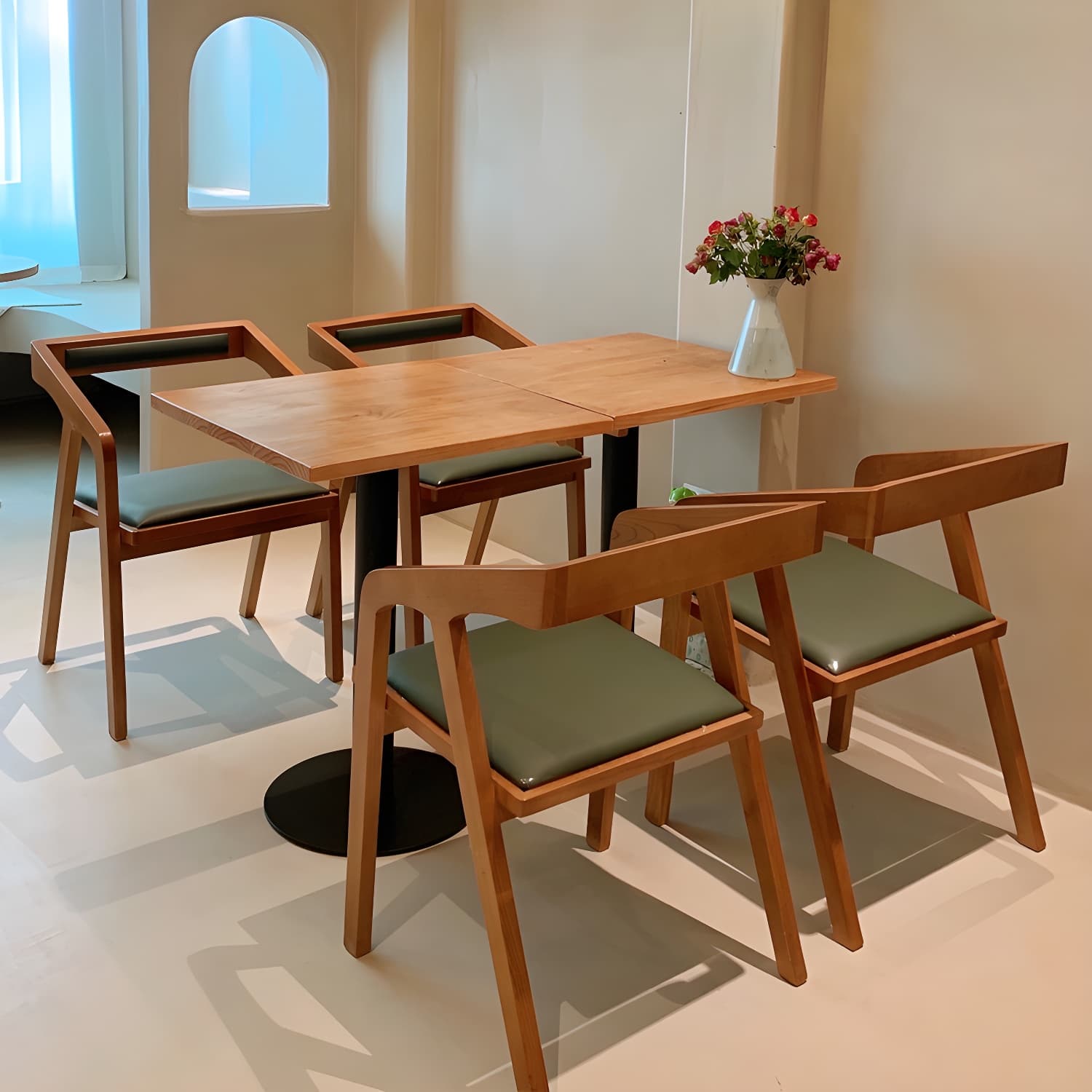Modern Natural Pine Solid Wood Top Dining Table with Iron Base - image 6