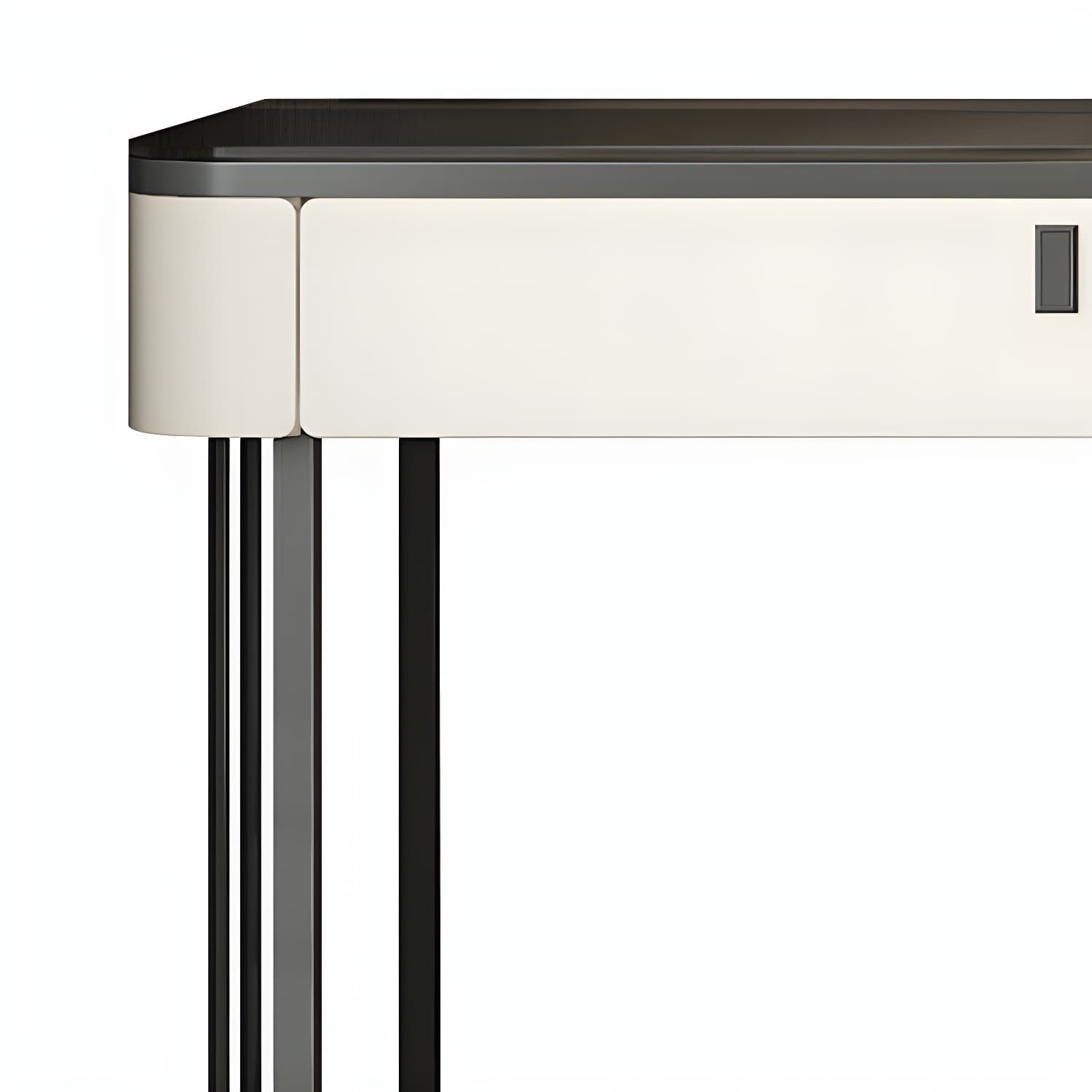 Modern Minimalist White Vanity Table Set 29.53" H Glass Top Vanity Table with Storage - image 7