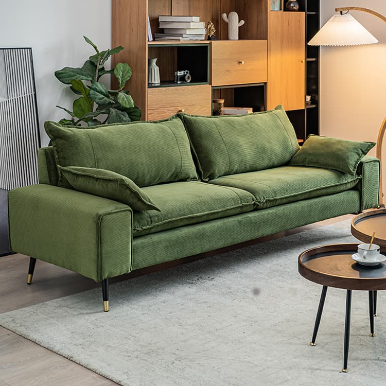 Modern Olive Green/Ink/Lemon Color Solid Color Leather/Corduroy Sofa Couch for Seats 4/Seats 3/Seats 2 - image 10