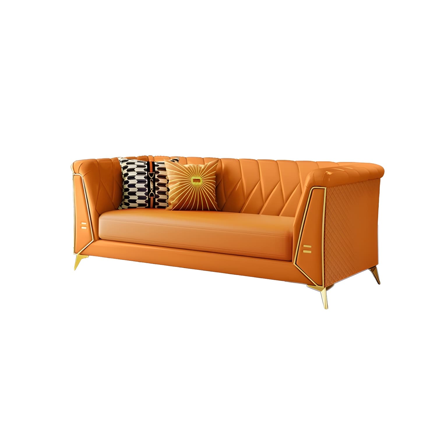 Glam Faux Leather Standard Sofa with Tuxedo Arms in Solid Color - image 16