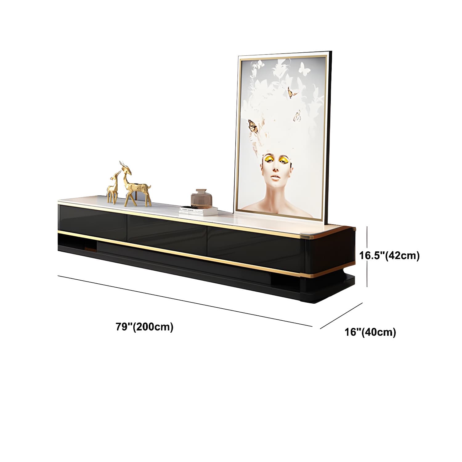 Luxurious 3-Drawer TV Stand Console 16.54-Inch H Glass TV Console - image 16