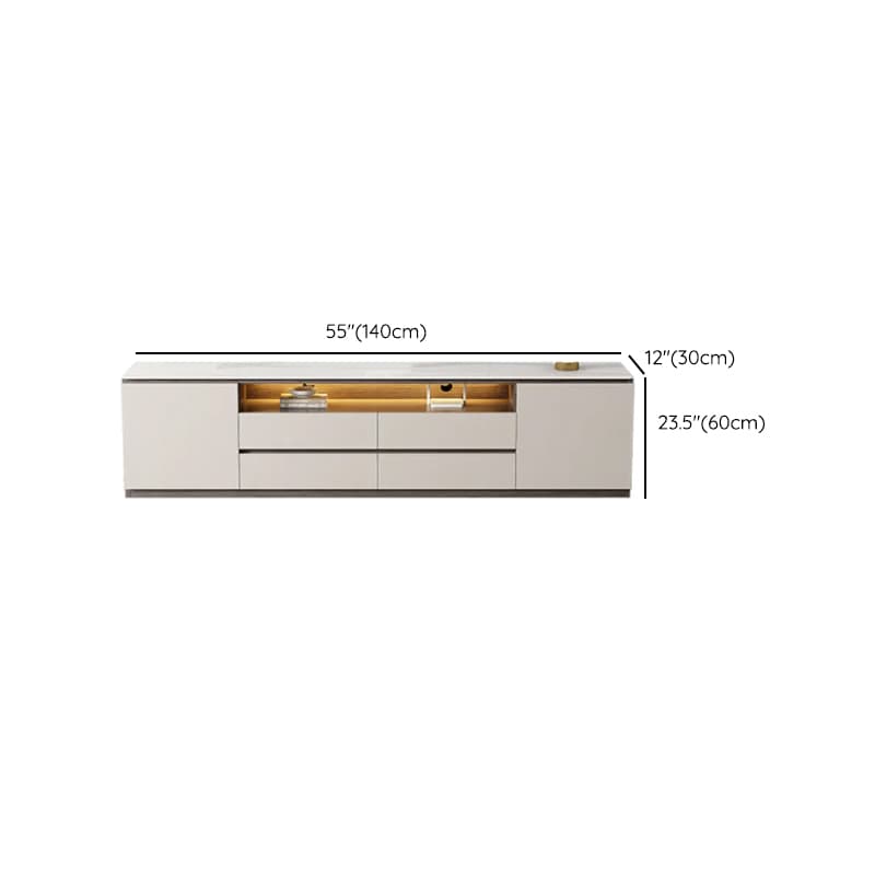 Beige Stone TV Stand with 4-Drawer, 2 Cabinets/4-Cabinet, Cable Management, Visible Storage and Light - image 11
