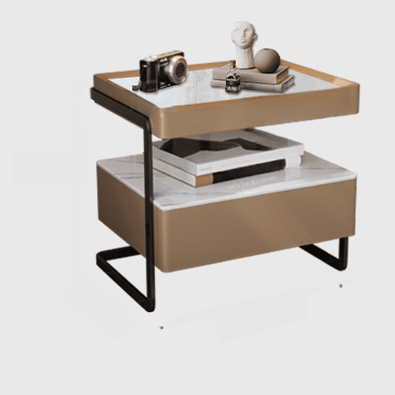 Modish Open Nightstand with 1 Drawer and Stone Countertop - image 3