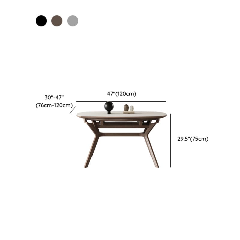 Minimalist Rounded Slate Dining Table Set with 4 Legs, Fold-away Leaf, and Light Gray/White Finish - image 13
