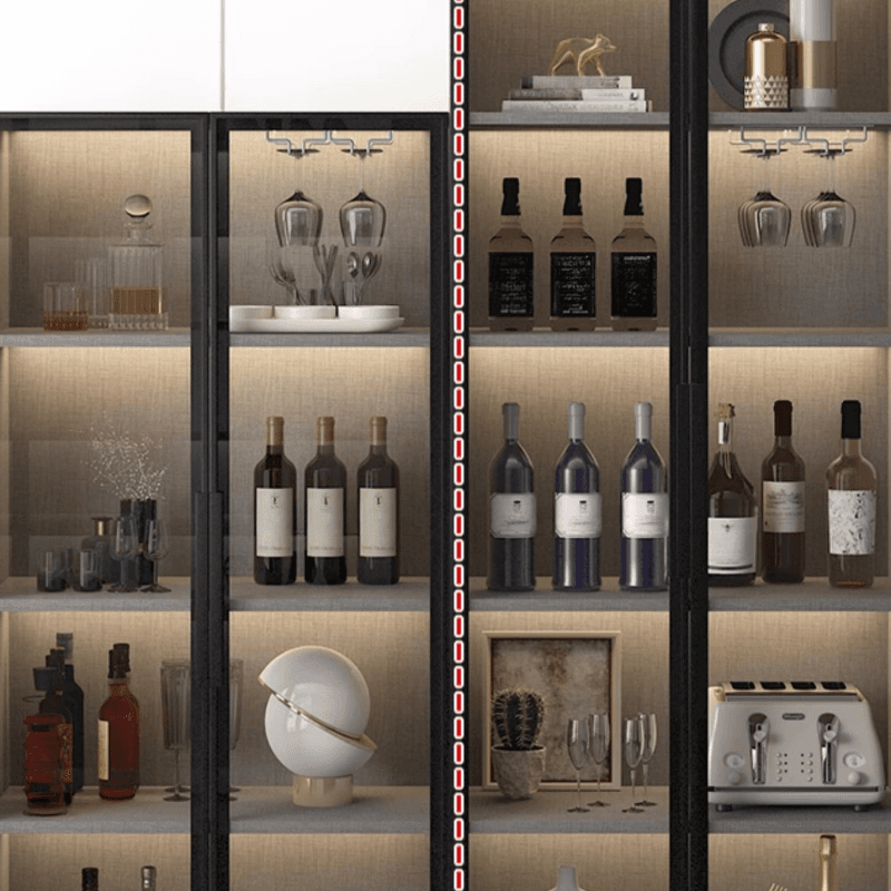 Scratch-repellent Utility Storage Cabinet with Storage Cabinet, Glass-panel Door, Handle Bars in Dark Gray/White, Stain Resistant, Light Included - image 11
