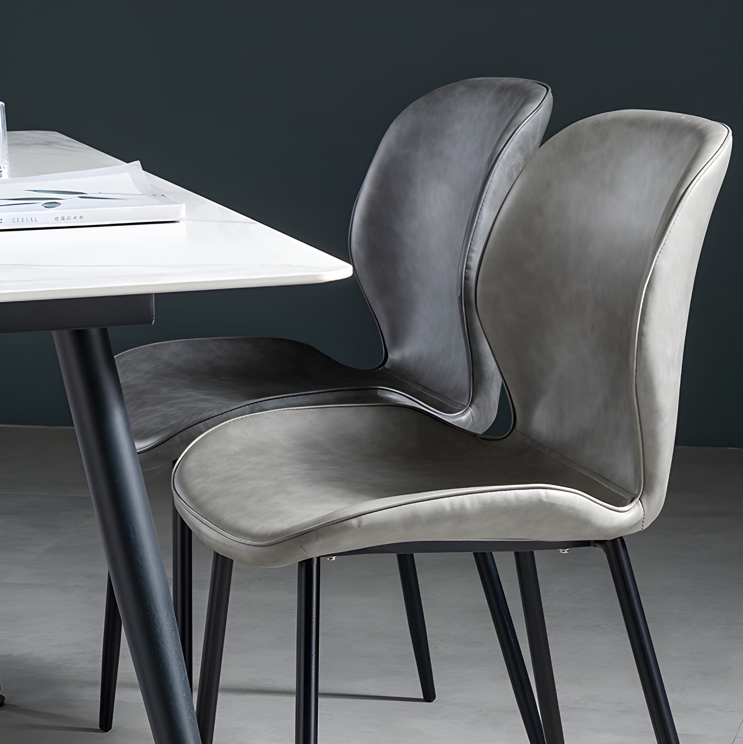 Scandinavian Leather Home Side Chair Matte Finish Wingback Dining Chair (Set of 2) - image 22