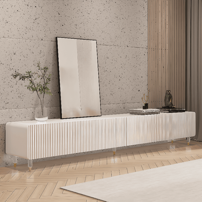 Art Deco Wood Veneer TV Stand with 3/4 Drawers and Cable Management - image 4