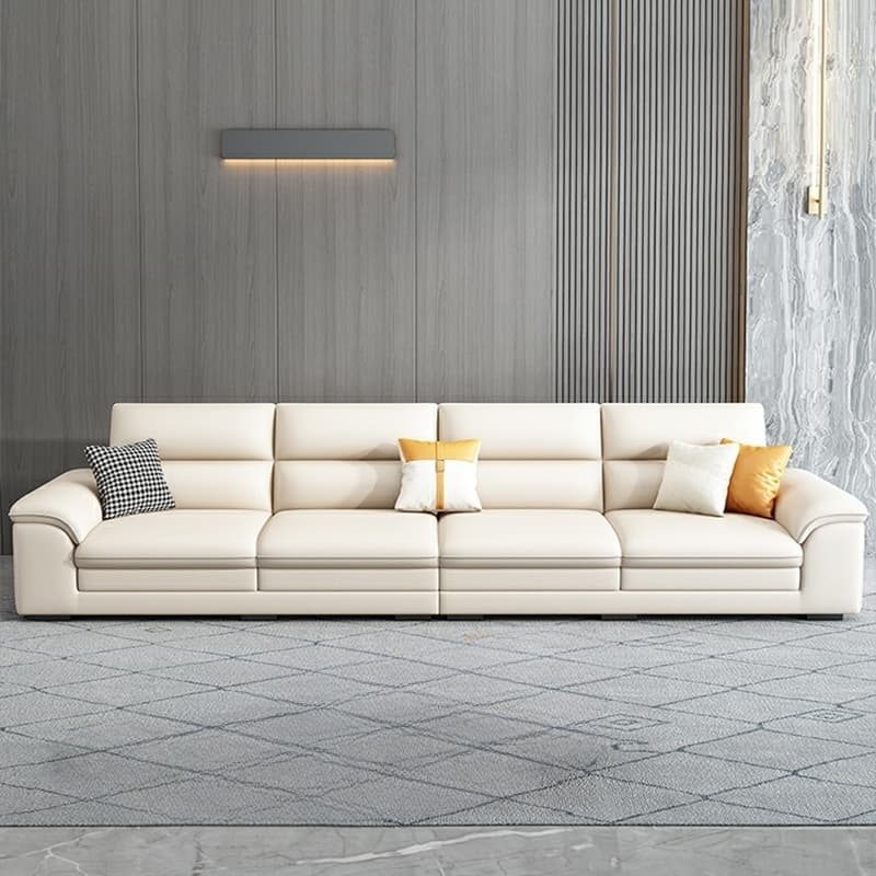 Modern Wood Frame White Sectional Sofa with Cushion Back and Storage Included