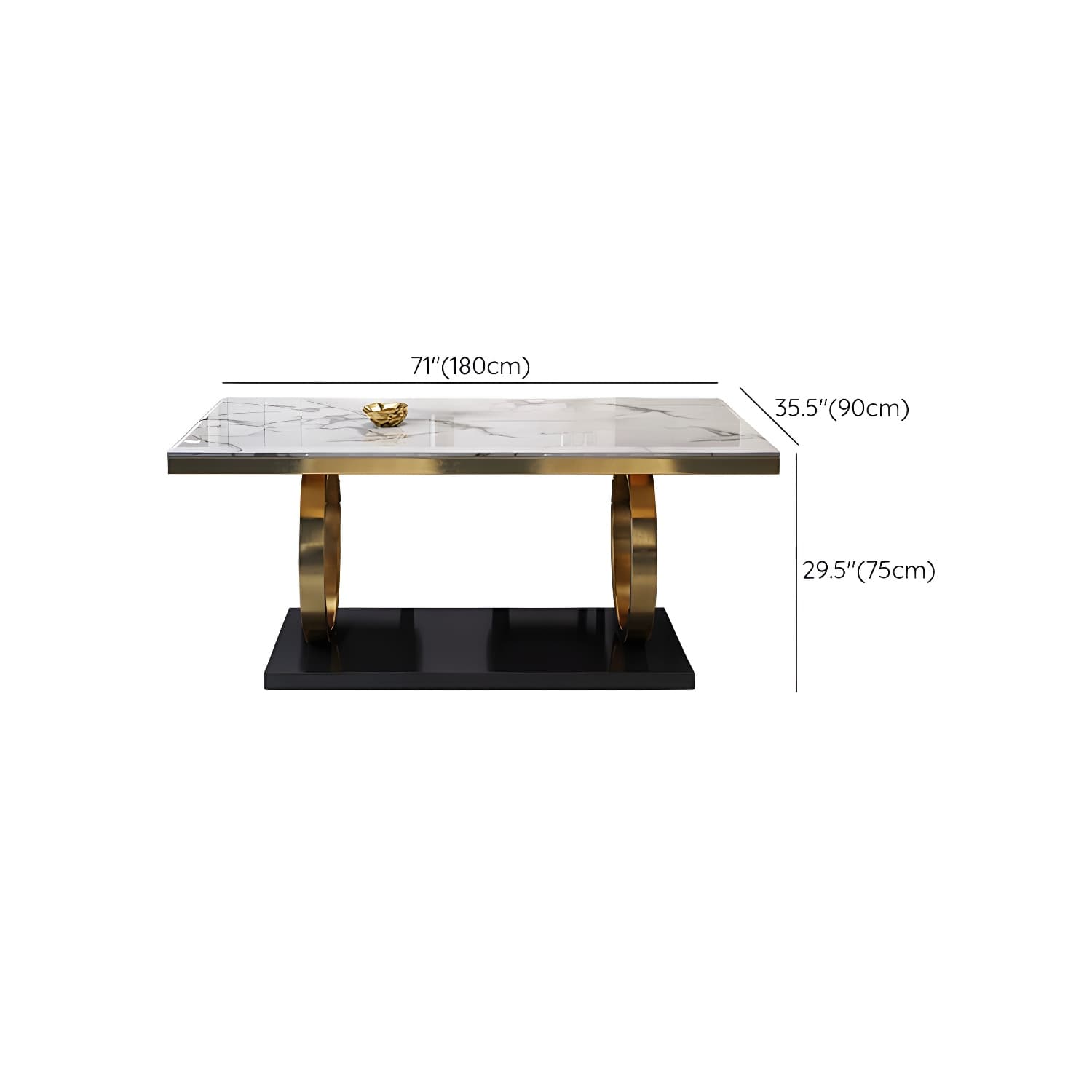 Glam Marble Dining Set with Gold Metal Pedestal Base - White and Beige - 1/5/7 Piece Set - image 15