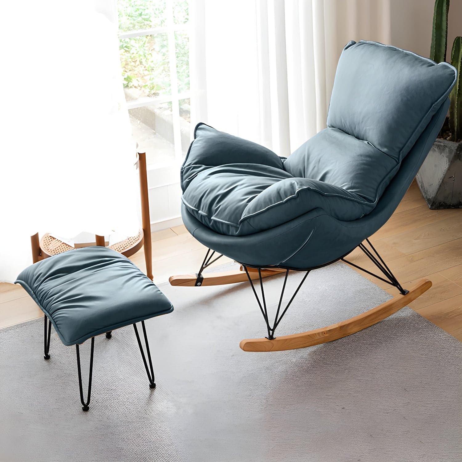 Modern Rocking Chair Solid Wood Rocker Chair with Light Legs - image 4